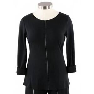 NEW LIV women's ruched sleeve top in black